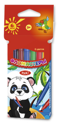 Фломастеры классические  6цв в картоне  Артикул: ФК-6/1