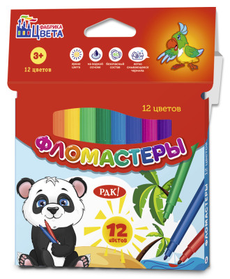 Фломастеры  классические 12цв в картоне   Артикул: ФК-12/1