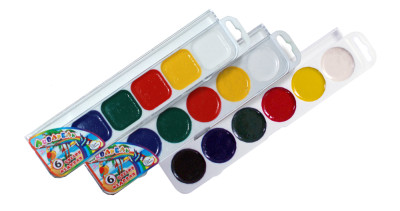 Краски акварельные медовые  6 цв. в пластиковом боксе