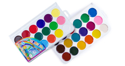 Краски акварельные медовые  18 цв. в пластиковом боксе